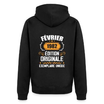 Cadeau 42e Anniversaire Nées En Février 1982 - Veste à capuche bio Premium Unisexe - noir - Dos - Nico (187cm)