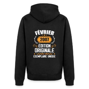 17th Birthday Gift Born in February 2007 - Unisex Premium Organic Zip Hoodie - black - Back - Nico (187cm)