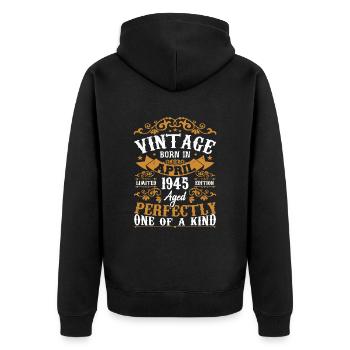 Die Legenden wurden im April 1945 geboren, Geschenk 1945 - Unisex Premium Bio Zip Hoodie - Schwarz - Hinten - Nico (187cm)