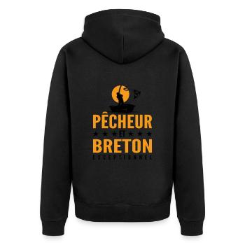 Pêcheur et Breton Exceptionnel - Cadeau Pêcheur - Veste à capuche bio Premium Unisexe - noir - Dos - Nico (187cm)