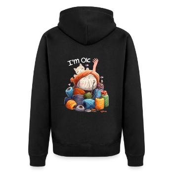 I'm Ok Häkeln & Stricken Lustiges Häkeln Stricken - Unisex Premium Bio Zip Hoodie - Schwarz - Hinten - Nico (187cm)