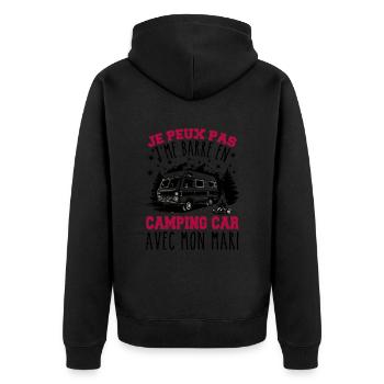 J'peux pas j'me barre en camping car avec mon mari - Veste à capuche bio Premium Unisexe - noir - Dos - Nico (187cm)