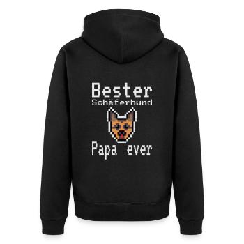 Bester Schäferhund Papa ever - Unisex Premium Bio Zip Hoodie - Schwarz - Hinten - Nico (187cm)