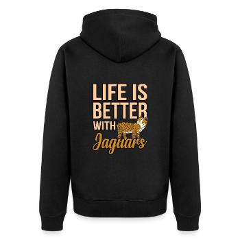 Jaguar - Unisex Premium Bio Zip Hoodie - Schwarz - Hinten - Nico (187cm)