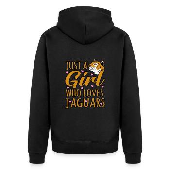 Jaguar - Unisex Premium Bio Zip Hoodie - Schwarz - Hinten - Nico (187cm)