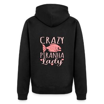 Piranha - Unisex Premium Bio Zip Hoodie - Schwarz - Hinten - Nico (187cm)
