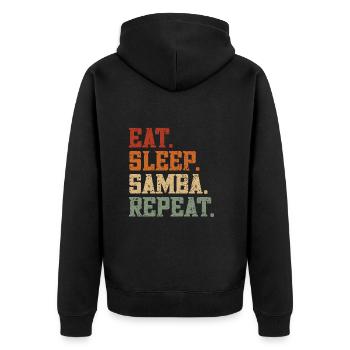 Samba - Unisex Premium Bio Zip Hoodie - Schwarz - Hinten - Nico (187cm)