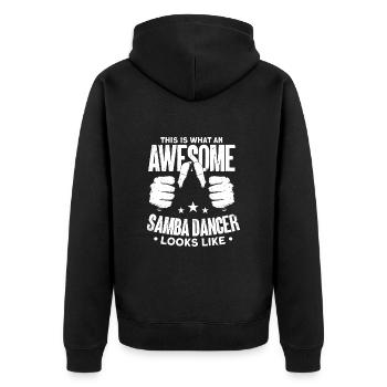 Samba - Unisex Premium Bio Zip Hoodie - Schwarz - Hinten - Nico (187cm)