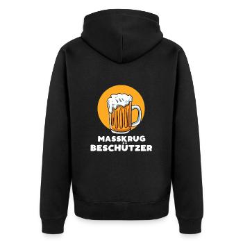 Masskrugbeschützer - Unisex Premium Bio Zip Hoodie - Schwarz - Hinten - Nico (187cm)