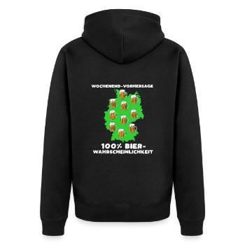 Wochenend Vorhersage 100 Prozent Bier Wahrscheinli - Unisex Premium Bio Zip Hoodie - Schwarz - Hinten - Nico (187cm)