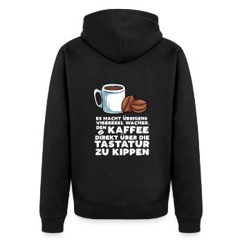 Kaffee Montag Morgen - Unisex Premium Bio Zip Hoodie - Schwarz - Hinten - Nico (187cm)