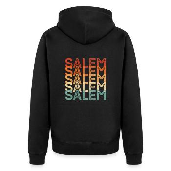 Salem USA - Unisex Premium Bio Zip Hoodie - Schwarz - Hinten - Nico (187cm)