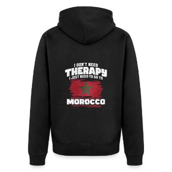 Marokko - Unisex Premium Bio Zip Hoodie - Schwarz - Hinten - Nico (187cm)