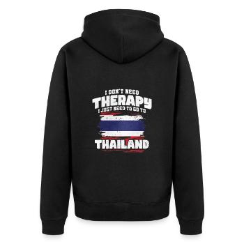 Thailand - Unisex Premium Bio Zip Hoodie - Schwarz - Hinten - Nico (187cm)
