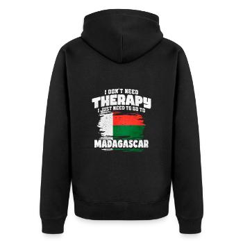 Madagaskar - Unisex Premium Bio Zip Hoodie - Schwarz - Hinten - Nico (187cm)