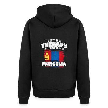 Mongolia - Unisex Premium Organic Zip Hoodie - black - Back - Nico (187cm)