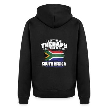 Südafrika - Unisex Premium Bio Zip Hoodie - Schwarz - Hinten - Nico (187cm)