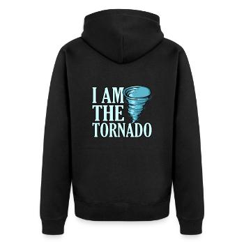 Tornado - Unisex Premium Bio Zip Hoodie - Schwarz - Hinten - Nico (187cm)