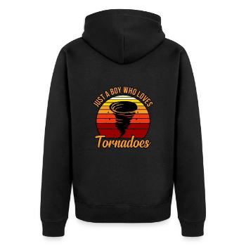 Tornado - Unisex Premium Bio Zip Hoodie - Schwarz - Hinten - Nico (187cm)