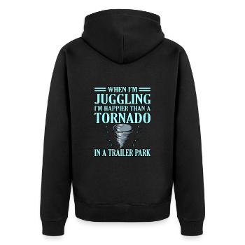 Tornado - Unisex Premium Bio Zip Hoodie - Schwarz - Hinten - Nico (187cm)