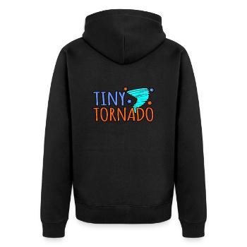 Tornado - Unisex Premium Bio Zip Hoodie - Schwarz - Hinten - Nico (187cm)