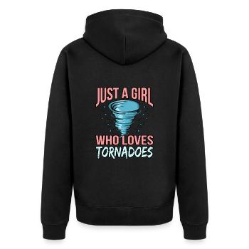 Tornado - Unisex Premium Bio Zip Hoodie - Schwarz - Hinten - Nico (187cm)