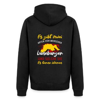 Es Gibt Zwei Arten Von Menschen Lüneburger - Unisex Premium Bio Zip Hoodie - Schwarz - Hinten - Nico (187cm)