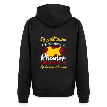 Es Gibt Zwei Arten Von Menschen Rheiner - Unisex Premium Bio Zip Hoodie - Schwarz - Hinten - Nico (187cm)