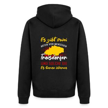 Es Gibt Zwei Arten Von Menschen Troisdorfer - Unisex Premium Bio Zip Hoodie - Schwarz - Hinten - Nico (187cm)