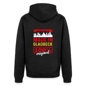 Made In Gladbeck 100% Original - Unisex Premium Bio Zip Hoodie - Schwarz - Hinten - Nico (187cm)