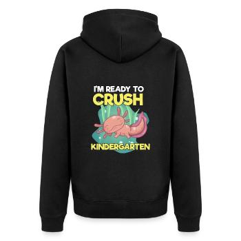 Kindergarten - Unisex Premium Bio Zip Hoodie - Schwarz - Hinten - Nico (187cm)