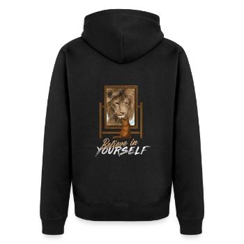 Motivation Lion - Veste à capuche bio Premium Unisexe - noir - Dos - Nico (187cm)