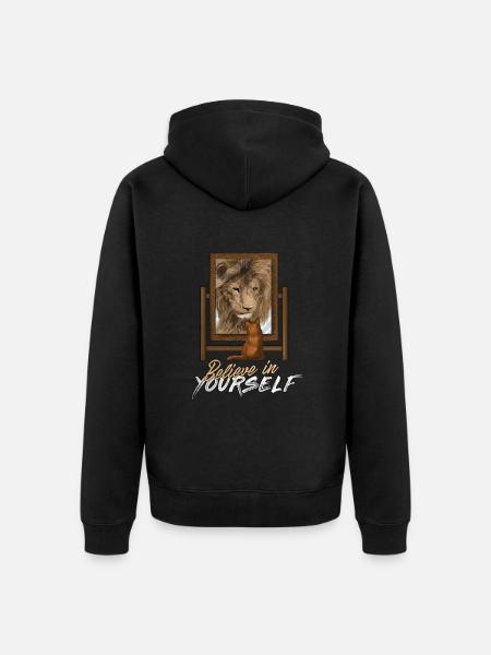 Motivation Lion - Unisex Premium Organic Zip Hoodie - black