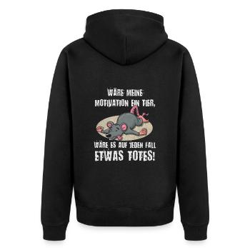 Lustiges Ratte Maus Motivation - Unisex Premium Bio Zip Hoodie - Schwarz - Hinten - Nico (187cm)