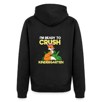 Kindergarten - Unisex Premium Bio Zip Hoodie - Schwarz - Hinten - Nico (187cm)