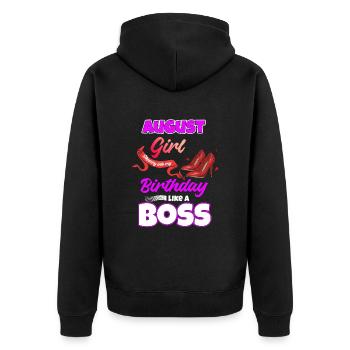 August Geburtstags Lustiges Geschenk - Unisex Premium Bio Zip Hoodie - Schwarz - Hinten - Nico (187cm)