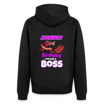 Januar Geburtstag Lustiges Geschenk - Unisex Premium Bio Zip Hoodie - Schwarz - Hinten - Nico (187cm)