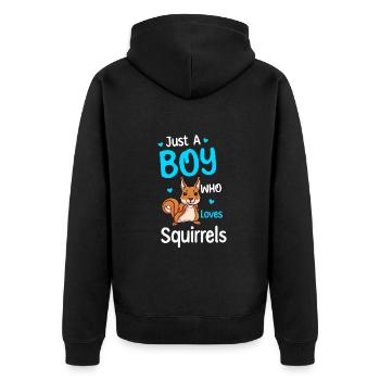 Nur Ein Junge, Der Eichhörnchen Liebt - Unisex Premium Bio Zip Hoodie - Schwarz - Hinten - Nico (187cm)