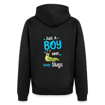 Nur Ein Junge, Der Schnecken Liebt - Unisex Premium Bio Zip Hoodie - Schwarz - Hinten - Nico (187cm)