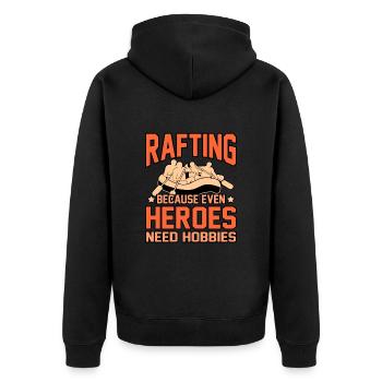 Rafting heroes - Unisex Premium Organic Zip Hoodie - black - Back - Nico (187cm)