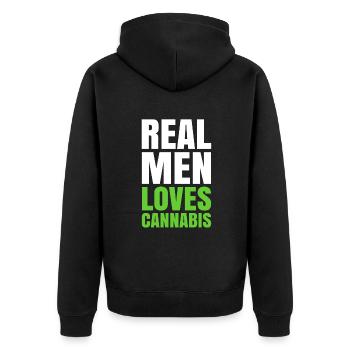 Les hommes aiment le cannabis - Veste à capuche bio Premium Unisexe - noir - Dos - Nico (187cm)