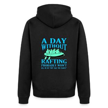 Rafting - Unisex Premium Organic Zip Hoodie - black - Back - Nico (187cm)