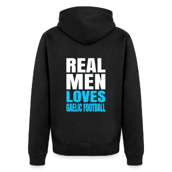 Les hommes aiment le football gaélique - Veste à capuche bio Premium Unisexe - noir - Dos - Nico (187cm)
