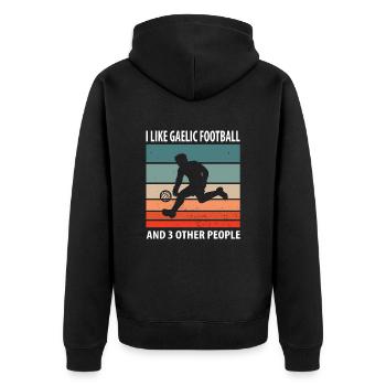 J’aime le football gaélique - Veste à capuche bio Premium Unisexe - noir - Dos - Nico (187cm)