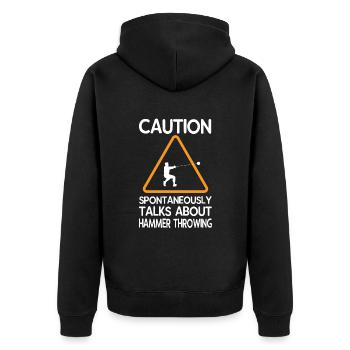 Hammer throw - Unisex Premium Organic Zip Hoodie - black - Back - Nico (187cm)