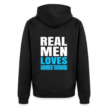Hammer throw - Unisex Premium Organic Zip Hoodie - black - Back - Nico (187cm)