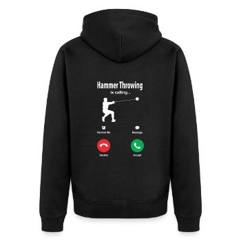Hammer throw - Unisex Premium Organic Zip Hoodie - black - Back - Nico (187cm)