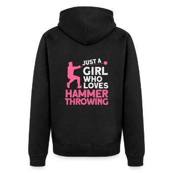 Hammer throw - Unisex Premium Organic Zip Hoodie - black - Back - Nico (187cm)