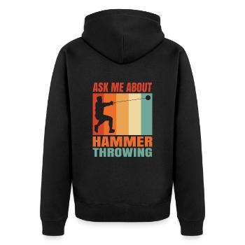 Hammer throw - Unisex Premium Organic Zip Hoodie - black - Back - Nico (187cm)