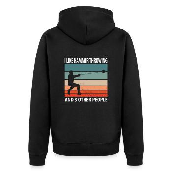 Hammer throw - Unisex Premium Organic Zip Hoodie - black - Back - Nico (187cm)